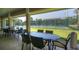Inviting outdoor seating area with tables overlooking well-kept community tennis courts at 303 S Sweetwater Blvd, Longwood, FL 32779
