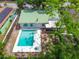 Aerial view of backyard featuring a private pool, patio, and fenced yard at 3054 Bluebrook Dr, Winter Park, FL 32792