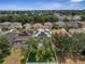 Drone shot featuring homes with solar panels and screened-in pools, surrounded by lush greenery at 325 Aldridge Ln, Davenport, FL 33897