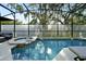 A private in-ground pool and attached hot tub feature clean tiling, and a screened enclosure at 4441 Ganesha Loop, Kissimmee, FL 34746