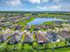 Aerial view of the neighborhood showcasing a lake, well-manicured lawns, and community atmosphere at 2426 Addison Creek Dr, Kissimmee, FL 34758