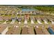 Aerial view of a neighborhood with many single-Gathering homes, lawns, and a pond nearby at 3624 Sungrove Cir, Sanford, FL 32771
