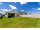 Backyard featuring lush green grass and a screened-in lanai with outdoor grill and seating at 3624 Sungrove Cir, Sanford, FL 32771