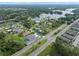 Scenic aerial view of a neighborhood with lush greenery and a sparkling lake in the background at 3865 W Stillwood Ln, Lake Mary, FL 32746