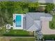 An aerial view showcases the property's pool, patio, and lush landscaping at 3865 W Stillwood Ln, Lake Mary, FL 32746