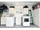 Neat garage with laundry appliances, sink, storage, and ample space at 507 N Peninsula Ave, New Smyrna Beach, FL 32169