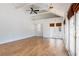 Bright living room with vaulted ceilings, ceiling fan, and wood-look flooring at 1308 S Pennsylvania Ave # 3, Winter Park, FL 32789