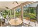 Enjoy the outdoors on this screened-in patio, perfect for dining and relaxation with backyard views and ceiling fan at 14780 Hartford Run Dr, Orlando, FL 32828