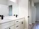 Modern bathroom with double sink vanity, quartz countertop, and matte black fixtures at 2336 Sw 168Th Loop, Ocala, FL 34473