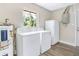 Functional laundry room with washer, dryer, water heater, and additional storage space at 2536 Nw 3Rd Ave, Ocala, FL 34475