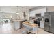 Modern kitchen with stainless appliances, white cabinetry, kitchen island and open to the living area at 2582 Winsome Way, Davenport, FL 33896
