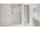 Bathroom featuring glass shower and vanity with sink at 3539 Foxcroft Cir, Oviedo, FL 32765