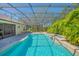 A lovely screened-in swimming pool with a spa and patio at 4735 Chelsea Ct, Kissimmee, FL 34744