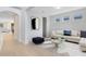 Staged living room with modern decor, hardwood floors, and ample natural light from the adjacent windows at 5116 Sorrento W Blvd, St Cloud, FL 34771