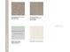 Selection of interior design materials including carpet, flooring, cabinets, and quartz pebble countertop at 5117 Forget Me Not Ave, Lake Hamilton, FL 33851