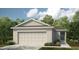 Charming single-story home with a neutral color scheme, a two-car garage, and a well-maintained front yard at 5121 Forget Me Not Ave, Lake Hamilton, FL 33851