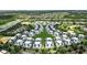 Panoramic aerial shot of a townhouse community with a golf course in the background at 7770 Sandy Ridge Dr # 234, Reunion, FL 34747