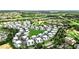Aerial view of community showcasing landscaped grounds, pools, and modern home designs at 7770 Sandy Ridge Dr # 234, Reunion, FL 34747