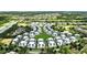 High-angle view of a townhouse community with golf course and highway in the distance at 7770 Sandy Ridge Dr # 234, Reunion, FL 34747