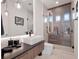 Stylish bathroom featuring modern fixtures, vanity with vessel sink, and glass shower at 8157 Elion St, Orlando, FL 32827