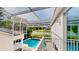 Aerial view of the pool and patio area with screened enclosure at 100 Demens St, Oakland, FL 34760