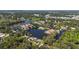 Community aerial view showcases waterfront properties nestled among lush trees and tranquil lakes, providing serene living at 1085 Island Way, Leesburg, FL 34748