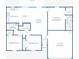 Detailed floor plan showcasing a three-bedroom layout with an open-concept kitchen and dining area at 1114 Camden W Way, Poinciana, FL 34758
