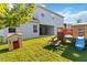 Spacious backyard with a playset, perfect for Gathering fun and outdoor activities in a residential setting at 1265 Blarney St, Minneola, FL 34715