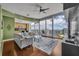 Bright living room with hardwood floors, modern sofa and a city view at 155 S Court Ave # 1909, Orlando, FL 32801