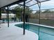 Screened-in pool with outdoor seating area and mature landscaping for privacy at 340 Haversham Way, Davenport, FL 33897