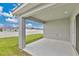 Covered patio offers a relaxing outdoor space and view of the private, fenced backyard at 4270 Swan St, Haines City, FL 33844