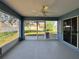 This patio features a ceiling fan and provides access to the backyard, perfect for outdoor living at 703 Tartan Loop, Lake Wales, FL 33853