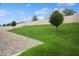 Fenced backyard featuring a brick paver patio and well-maintained green lawn at 1835 Southern Red Oak Ct, Ocoee, FL 34761