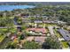 Expansive aerial view showcases exquisite waterfront homes, with lush landscaping and prime lakeside location at 5127 Leeward Way, Orlando, FL 32809