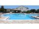 Resort-style community pool with ample seating and umbrella, perfect for relaxation and outdoor enjoyment at 5897 Soter Ln, Windermere, FL 34786