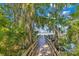 Scenic wooden walkway leading to waterfront dock surrounded by lush green trees and foliage at 8812 S Bay Dr, Orlando, FL 32819