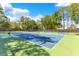 Two community tennis courts with blue playing surfaces, green surrounding areas, and tall trees at 8812 S Bay Dr, Orlando, FL 32819
