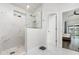 Stylish bathroom with glass shower, hexagonal tile flooring, and marble accents at 1013 Silcox Branch Cir, Oviedo, FL 32765