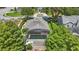 Aerial view of house showing backyard with pool and screen porch and manicured landscaping at 1113 Hawthorne Cove Dr, Ocoee, FL 34761
