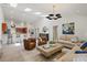 Inviting open living space with bar seating, modern lighting, skylights, and comfortable furniture, for relaxed entertaining at 1113 Hawthorne Cove Dr, Ocoee, FL 34761
