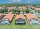 An aerial view of a community with tile roofs, screened in pools, and palm trees at 112 Cordova Ave, Davenport, FL 33897