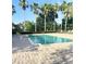Large community swimming pool surrounded by tall palm trees, creating a serene and tropical atmosphere at 14033 Turning Leaf Dr, Orlando, FL 32828