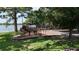 Community playground with swings and slides, and a lake in the background at 208 Frinton Cv, Longwood, FL 32779