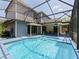 Screened-in pool surrounded by patio space and the back of a gray two-story house at 208 Frinton Cv, Longwood, FL 32779