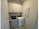 Convenient laundry room with a modern washer and dryer and ample white cabinet storage at 2333 Daisy Tree Rd, St Cloud, FL 34771