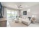 Inviting living room boasts a comfortable sectional sofa, decorative pillows, and sliding glass doors to a scenic patio at 2333 Daisy Tree Rd, St Cloud, FL 34771