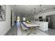 Open-concept dining area with a modern table and chairs leading to the kitchen and living room at 5110 Sw 158Th St, Ocala, FL 34473