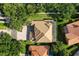 Overhead view of the home with a tile roof, screened in pool, surrounded by mature trees and meticulous landscaping at 9128 Phillips Grove Ter, Orlando, FL 32836