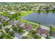 Residential community featuring single-story homes and a lake, complemented by community pool, green spaces and playground at 12845 Sawgrass Pine Cir, Orlando, FL 32824