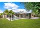 View of the screened pool, palm tree and grassy backyard offers a serene outdoor living space at 1531 Huntington St, Lakeland, FL 33801